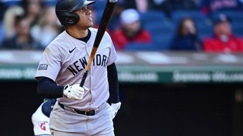 Juan Soto luego de conectar su cuadrangular ante Cleveland Indians.