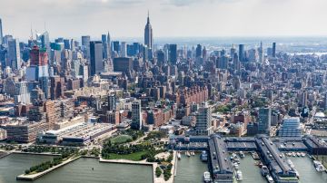 Vista panorámica de NYC desde el Hudson River.