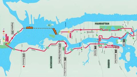Mapa del "Five Boro Bike Tour 2024" en Nueva York