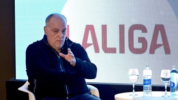 Javier Tebas, presidente de LaLiga española, durante un evento en Buenos Aires, Argentina.