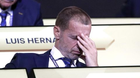 Aleksander Ceferin, presidente de la UEFA, durante 74° Congreso de la FIFA en Bangkok, Tailandia.