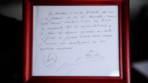 La servilleta sirvió como primer contrato de Messi en el Barcelona.