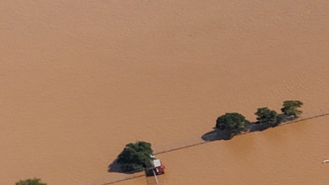 Estadio Beira Río totalmente inundado.