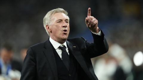 Carlo Ancelotti reacciona luego de ganar la semifinal de la Champions League ante el Bayern Múnich.