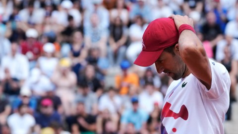 Novak Djokovic en una sesión de entrenamiento del Italian Open.