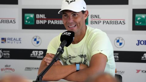 Rafa Nadal durante una rueda de prensa en Italia.