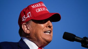 Trump, habla durante un mitin de campaña en Wildwood, Nueva Jersey.