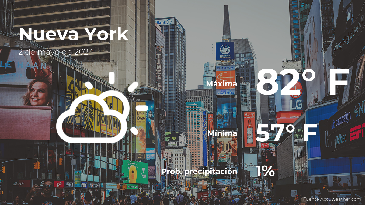 Nueva York: pronóstico del tiempo para este jueves 2 de mayo