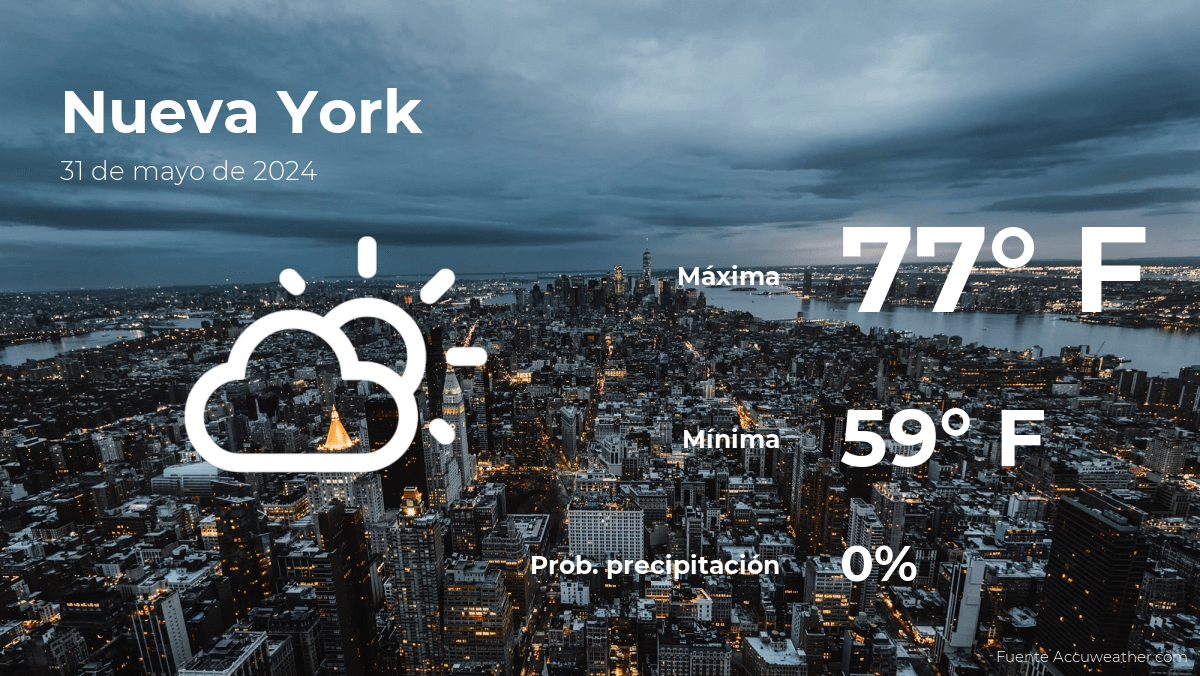 Nueva York: pronóstico del tiempo para este viernes 31 de mayo