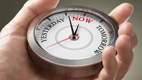 Man,Hand,Holding,A,Conceptual,Clock,With,The,Words,Yesterday,