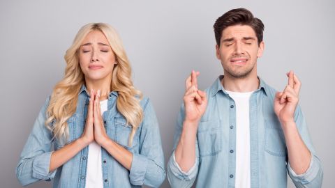 Photo,Of,Young,Couple,Ask,Beg,Wish,Hope,Luck,Success