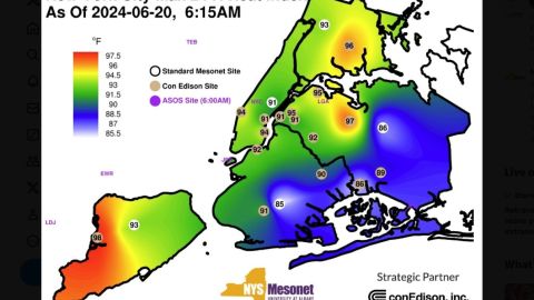 Temperatura en el primer día del verano 2024 en Nueva York.