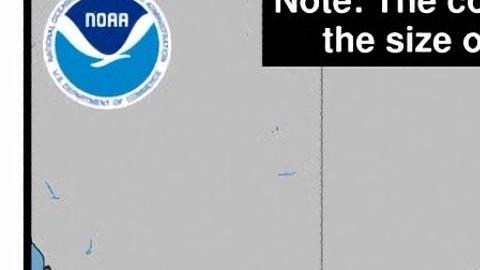 Imagen cedida por el Centro Nacional de Hurcanes (NHC) de los Estados Unidos donde se muestra la posible trayectoria de cinco días de una tormenta por el Golfo de México.