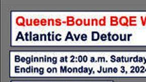 Mapa de cierre Brooklyn-Queens Expressway este fin de semana.