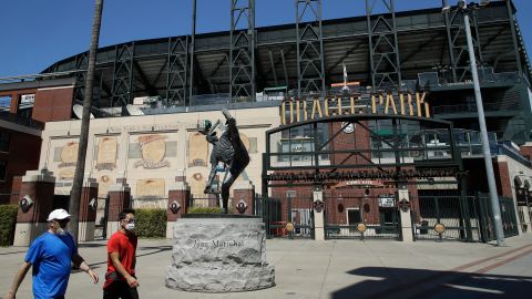 Oracle Park cerrado, hogar de los Gigantes de San Francisco. (AP Photo/Ben Margot).