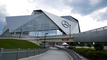 Vista exterior del Mercedes-Benz Stadium.