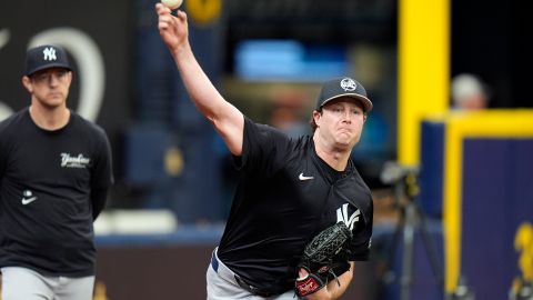 Gerrit Cole durante una sesión de bullpen con Yankees.