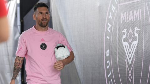 Lionel Messi durante su llegada a un entrenamiento del Inter Miami.