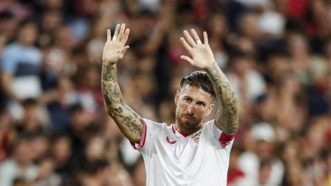 Sergio Ramos en el partido entre Sevilla y FC Barcelona.