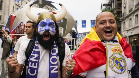 Hinchas del Real Madrid en Londres de cara a la final de la Champions League 2024.