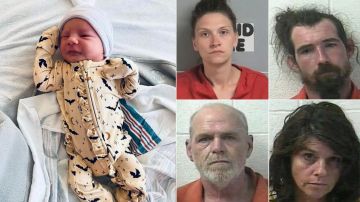 Miya Tucker Rudd, la bebé hallada muerta y sus padres y abuelos arrestados por tráfico de drogas.