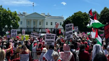 Activistas propalestinos protestaron frente a la Casa Blanca en Washington
