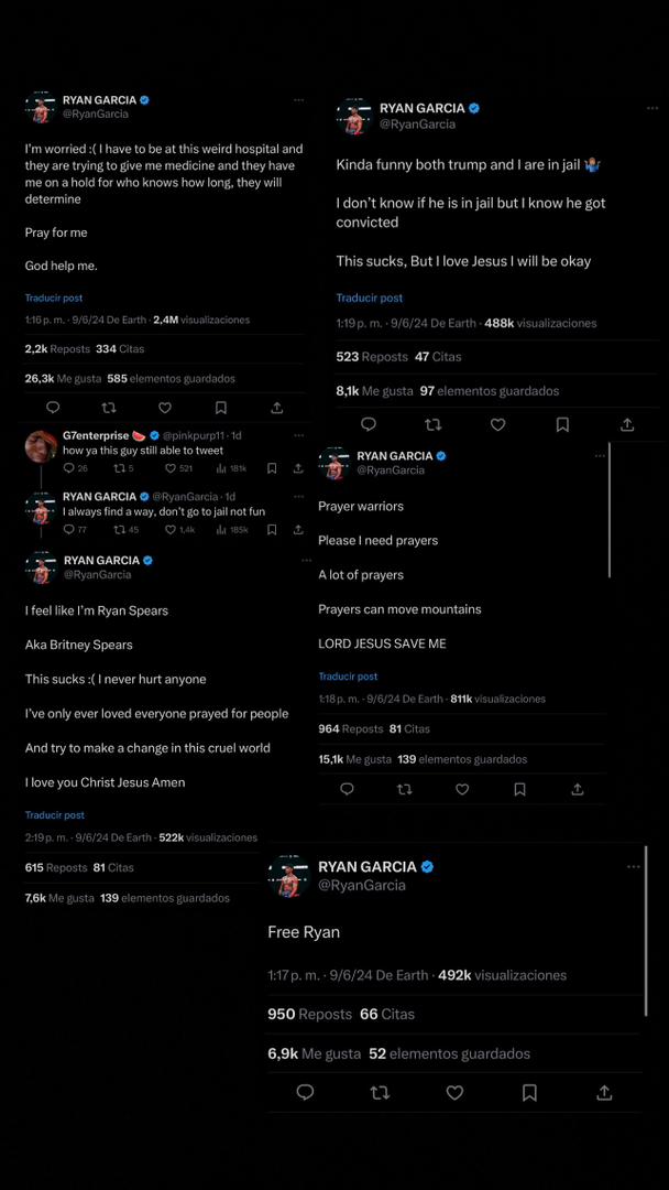 Capturas de pantallas de tuits de Ryan García.
