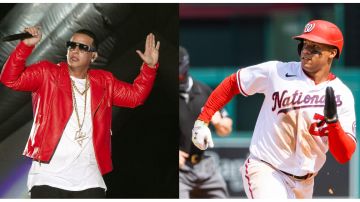 Combo de fotografías de archivo que muestra al cantante puertorriqueño Daddy Yankee (i) y al beisbolista Juan Soto.