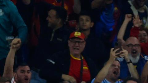 Los jugadores de la selección española celebran durante el encuentro de la fase de grupos de la Eurocopa 2024 que España e Italia.