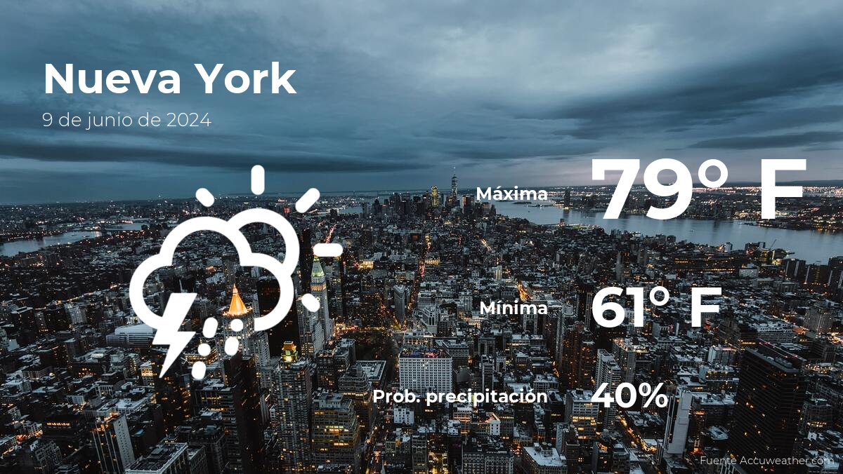 Nueva York: el tiempo para hoy domingo 9 de junio