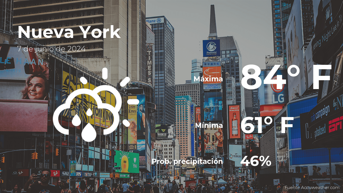 Pronóstico del tiempo en Nueva York para este viernes 7 de junio