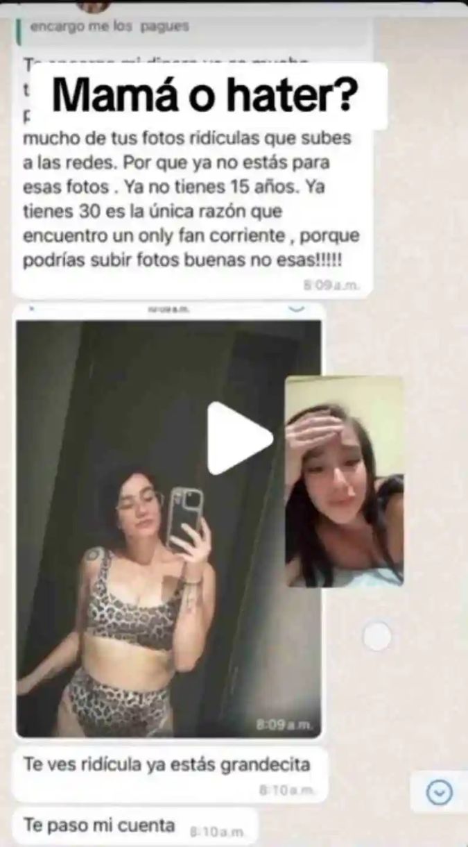 Beba Montes mostró parte de las conversaciones que tenía con su madre. Foto: Instagram @labebamontes. 