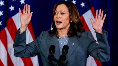 Fotografía de archivo de la vicepresidenta de Estados Unidos de Kamala Harris pdurante un evento, el 11 de julio de 2024, en Greensboro, Carolina del Norte (EE. UU).