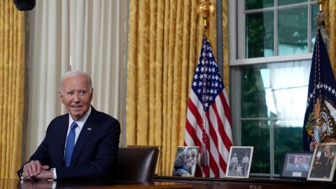 El presidente Joe Biden durante su discurso este miércoles en la Oficina Oval.