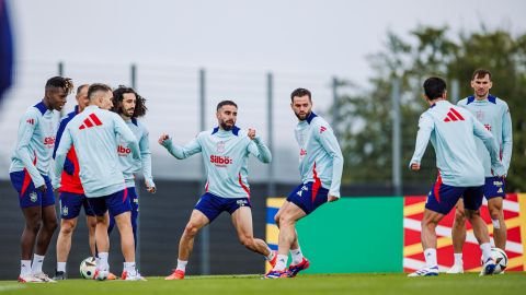 Los jugadores de la selección española participan en un entrenamiento este miércoles, en Donaueschingen (Alemania).