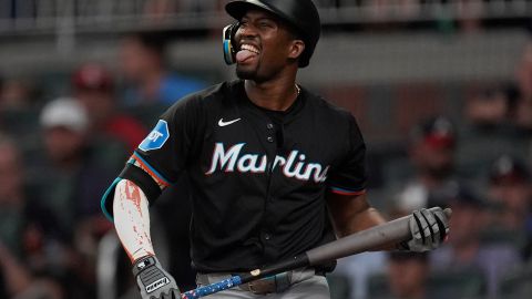 Jesús Sánchez durante un encuentro ante Atlanta Braves.