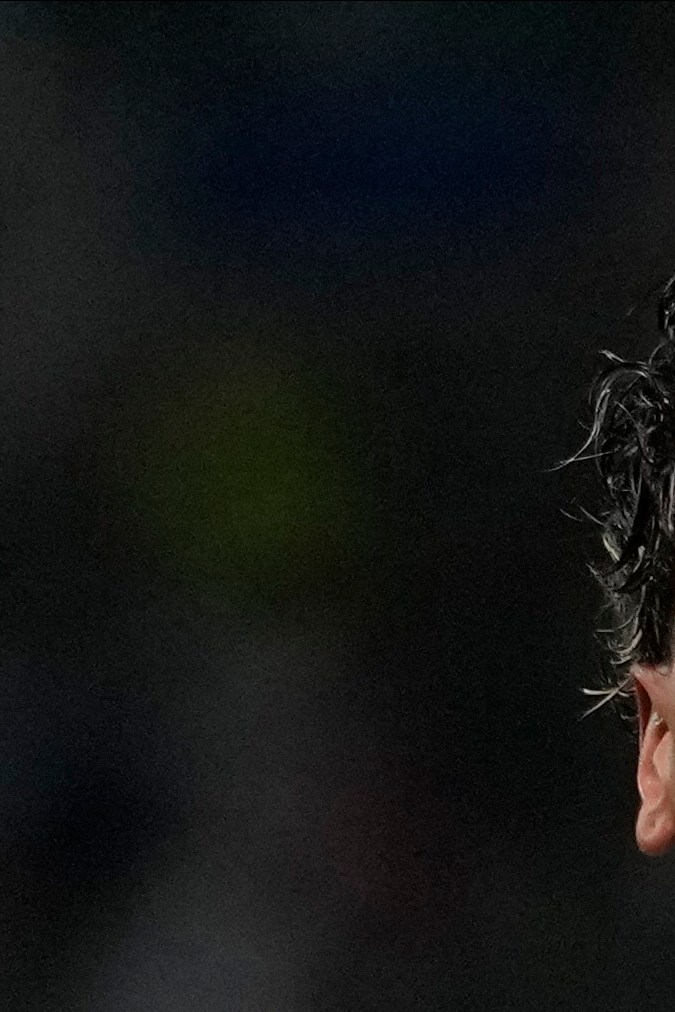 Richard Ríos, del Palmeiras de Brasil, celebra tras anotar el primer gol durante un partido de fútbol del Grupo F de la Copa Libertadores en el estadio Allianz Parque en Sao Paulo, Brasil, el miércoles 15 de mayo de 2024. (Foto AP/Andre Penner)