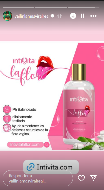 Yailin La Más Viral promociona uno de sus productos.