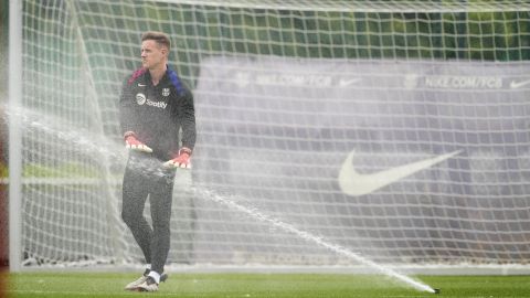 El portero alemán Marc Andre ter Stegen, durante un entrenamiento del FC Barcelona.