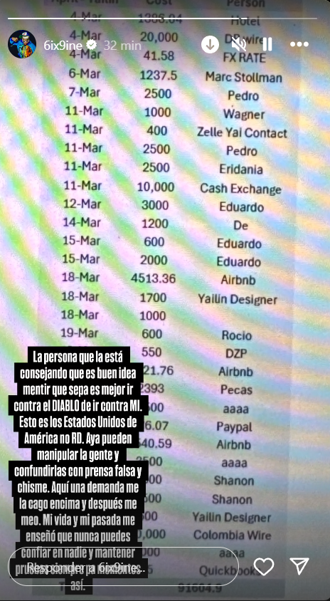 Tekashi 6ix9ine le responde a Yailin.