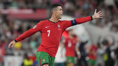 Cristiano Ronaldo durante un partido de la UEFA Nations League entre Portugal y Escocia. 2024.