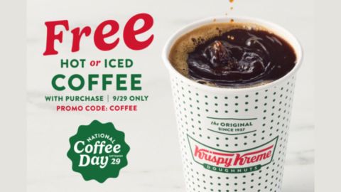 Oferta del Día Nacional del Café disponible 9/29/24 solo en las tiendas Krispy Kreme participantes de EE. UU.