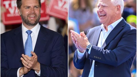 Combo de fotografías de archivo del senador republicano por Ohio, JD Vance (i) y el gobernador demócrata de Minnesota, Tim Walz.