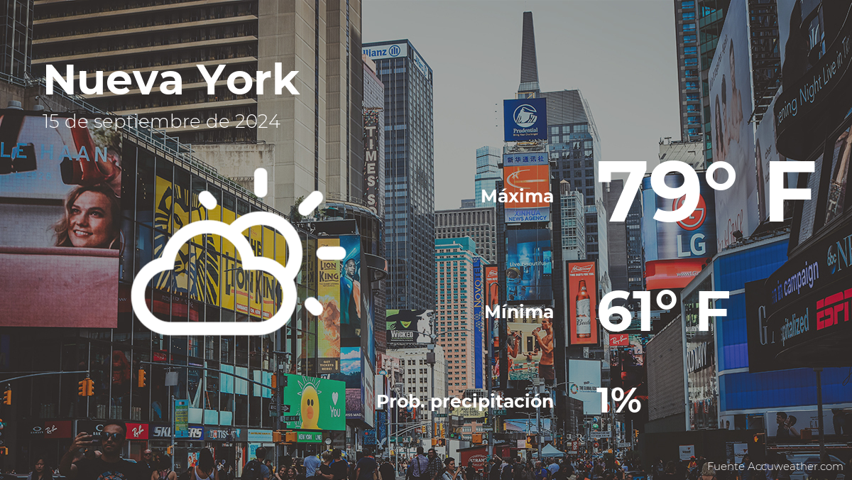 Pronóstico del clima en Nueva York para este domingo 15 de septiembre