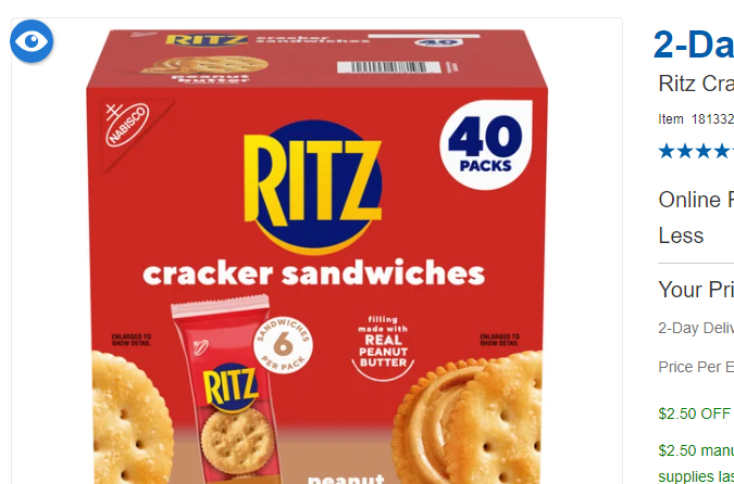 Las galletas Ritz, en promoción en la página web de Costco.