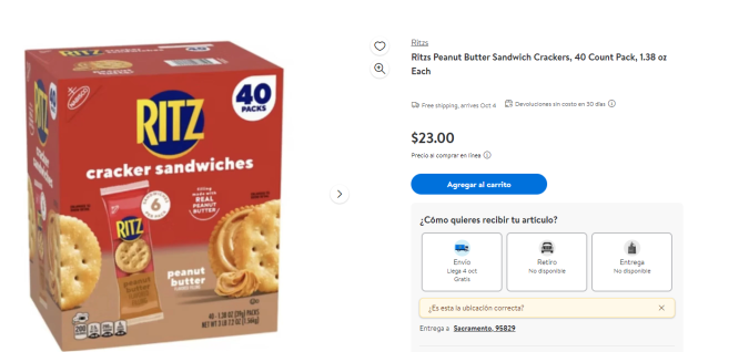 Las Ritz se encuentran a $23 en Walmart.