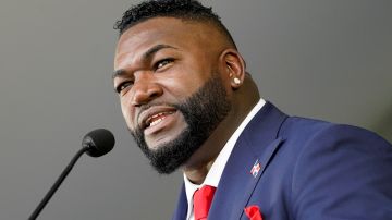 David Ortiz durante su discurso de ingreso al Salón de la Fama.