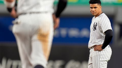 Juan Soto no pudo hacer nada para evitar la caída de los Yankees.