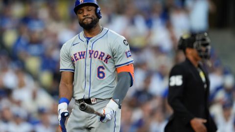 Starling Marte no oculta su frustración tras poncharse ante Dodgers.