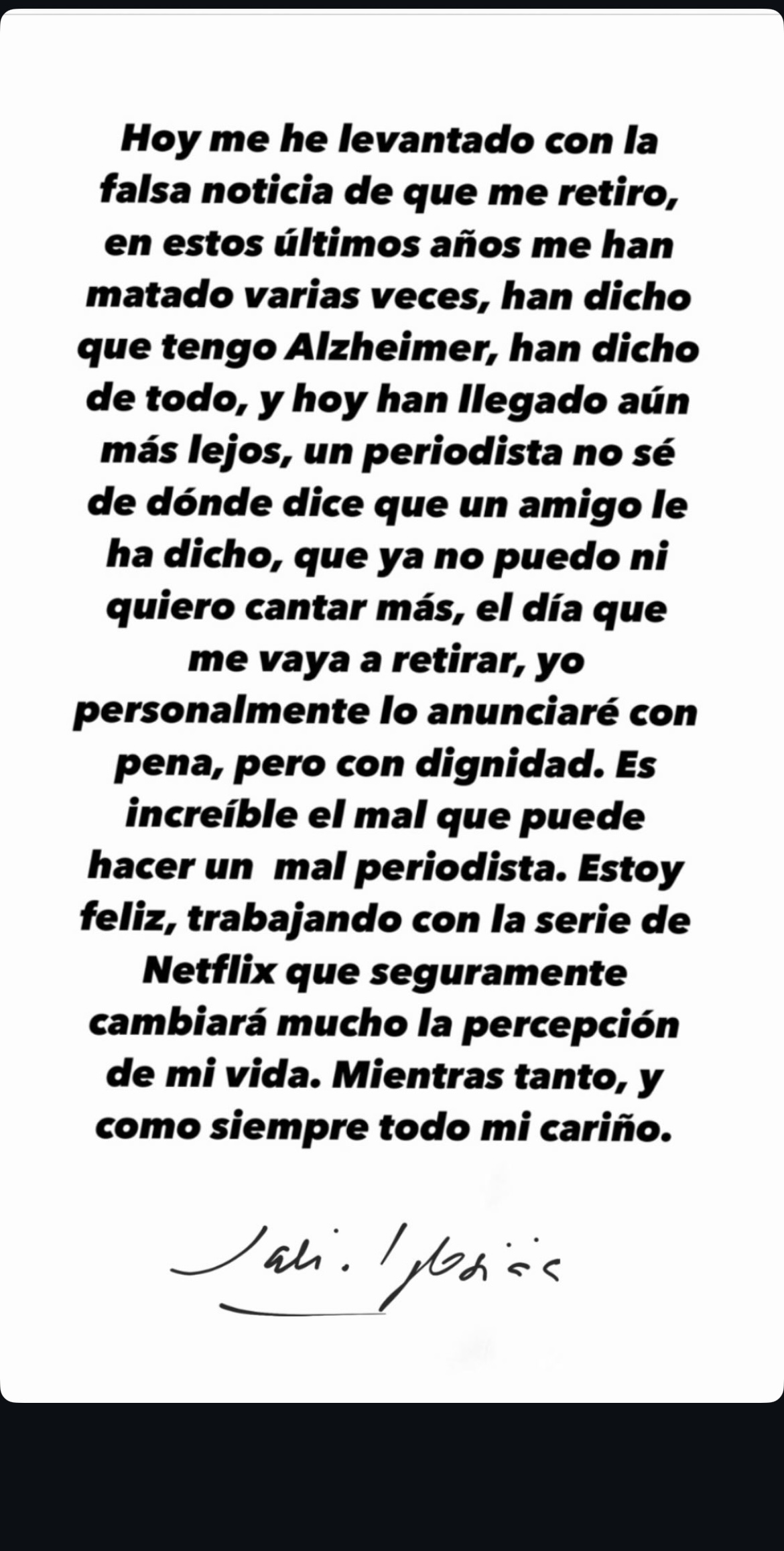Julio Iglesias criticó al periodista que habló sobre su supuesto retiro.